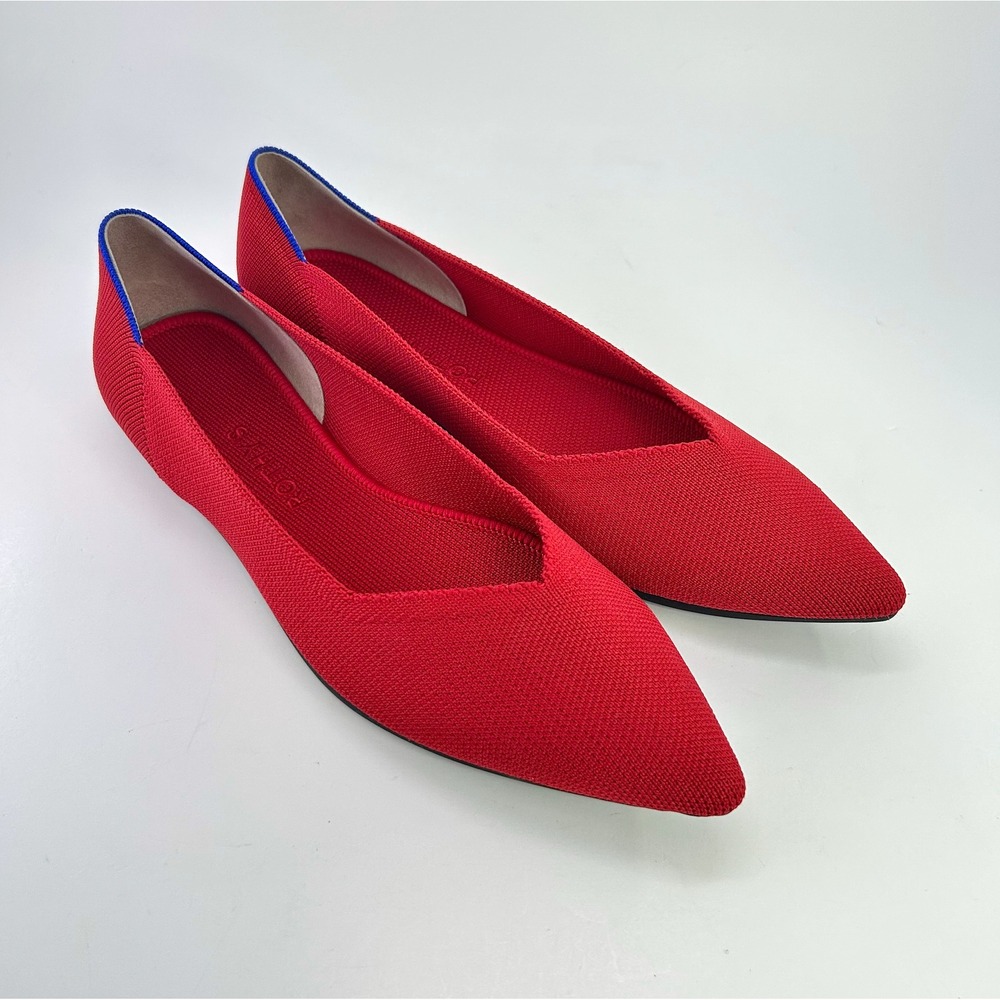 Rothy's The Point Red Knit Pointed Toe Ballet Flats Women's 10 Comfort Slip-On